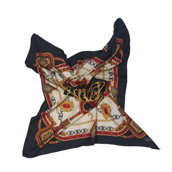 OLIVERA Blue Royal Silk Scarf 34.5"/ 34” EC - Picture 6 of 11